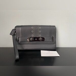 ** SOLD ** COACH Bandana Rivet Wallet Clutch Black Glovetanned Leather/ Gunmetal